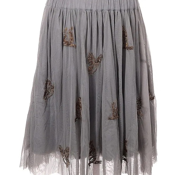 Moulinette Soeurs Dresses & Skirts - Vintage Moulinette Soeurs Gray Tulle Skirt with Embroidery
